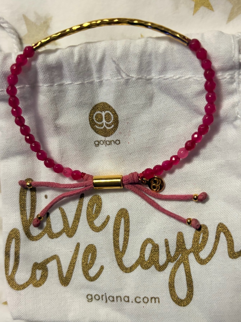 Gorjana Hot Pink Beaded Bracelet with Gold Accents